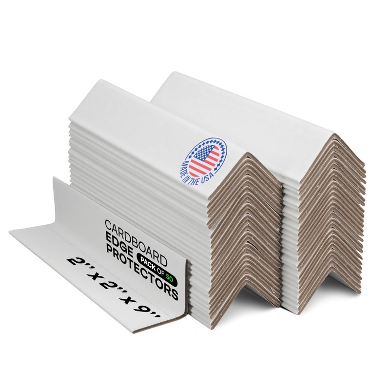 IDL Packaging - CEP-9-M Cardboard Edge Protector 2" x 2" x 9", Pack of 50 â€“ White Kraft Cardboard Corner Protectors for Shipping â€“ V-Board Reinforced Pallet Edge Protector - Image 1